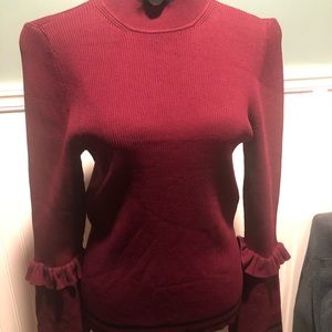Mock neck sweater with bell sleeve